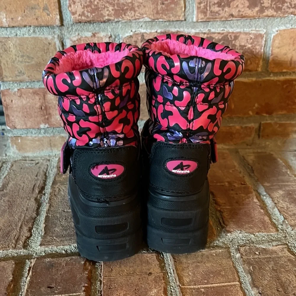 Athletech Pink & Black Leopard Snow Boots